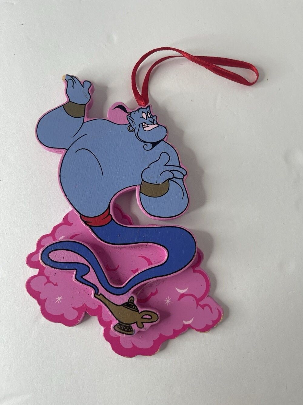 Vintage 90s Aladdin Genie Press Board 5.5" Christmas Ornament